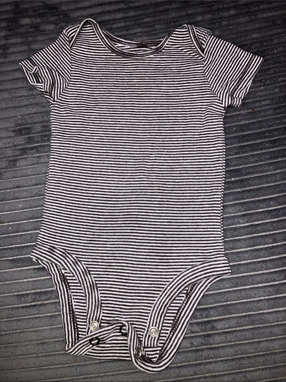 3/$15 Carter's Black & White Striped Short-Sleeve One-Piece Bodysuit